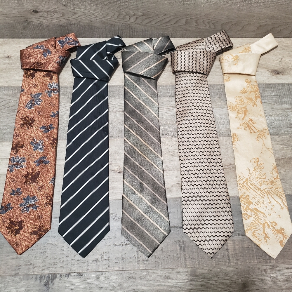 Bundle of 5 Neckties Mens Formal Wears Fall Colors